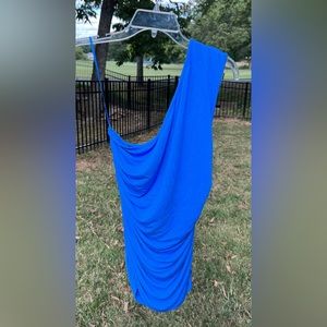 BCBGMaxAzaria One Shoulder, Body Con, Ruched Side, Palace Blue, Medium, NWT